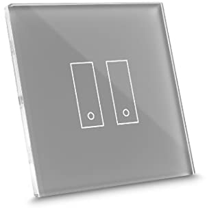 iotty E2 PLUS, interruptor inteligente para luces y puertas, compatible Google/Alexa/Siri/IFTTT, aplicaciones IOS/Android, placa táctil, vidrio retroiluminado, sensores de temperatura/brillo, gris