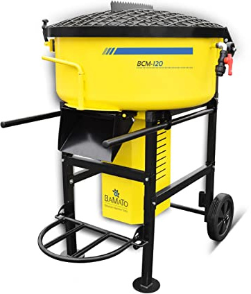 BAMATO Zwangsmischer BCM-120 Mörtelmischer Betonmischer 120L 1500W Profi | Starker 1500W Zwangsmischer mit 120 Liter Volumen | Speziell konstruierte Mischblätter | 30 U/min ideal für Beton & Mörtel