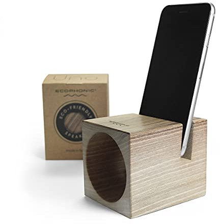 Ecophonic® UNO® Altoparlante ecologico e naturale | Amplificatore acustico naturale | Legno di noce | Supporto per smartphone | Prodotto in Spagna.
