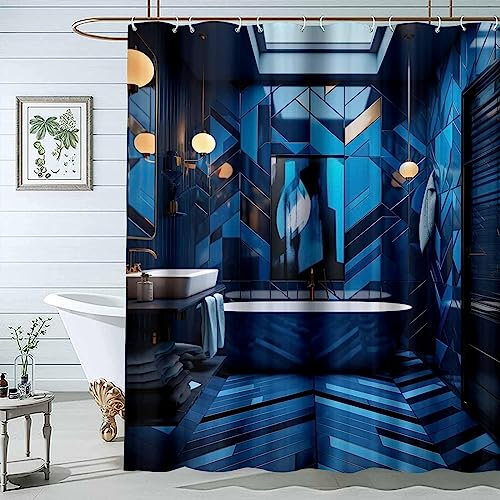 JOSUE Duschvorhang Gelb,Grau duschvorhang Wasserabweisend Badewanne Vorhang aus Polyester Waschbar Badvorhang mit 12 Duschvorhängeringen - 180x200cm
