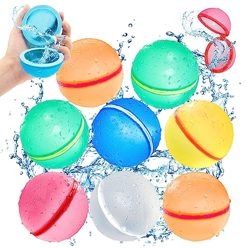 Tosekry Globos de Agua Reutilizables, 8 Piezas Globos Reutilizables de Agua Juguetes Piscina, Juegos Piscina Para Niños Juegos de Agua Para Niños Exterior(8 Piezas)