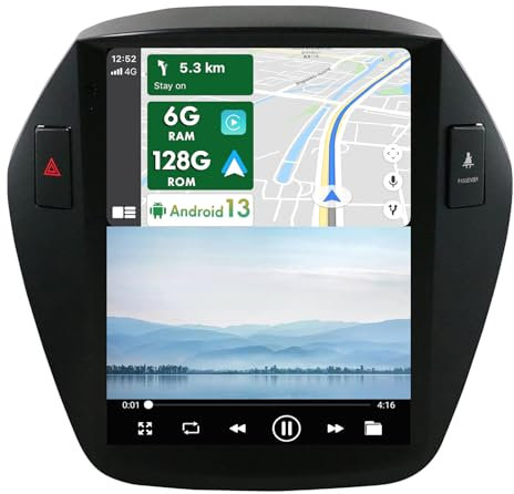 6G+128G 9,7 Zoll IPS Touchscreen Android 14 Autoradio Für Hyundai IX35 Tucson 2010–2015 Eingebaut Rückfahrkamera und Mikrofon Carplay/DSP/GPS/BT5.0/Mirror Link/RDS/FM