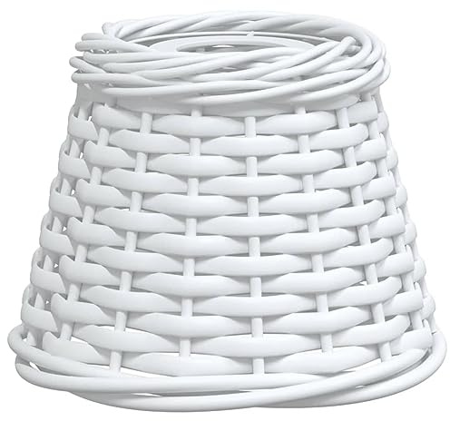 vidaXL Lampenschirm, Deckenlampenschirm für Wohnzimmer Schlafzimmer Esszimmer, Hängelampenschirm mit 1 lackierter Eisenfassung, Deckenlampe Schirm Tischlampe Schirm, Weiß Korbweide