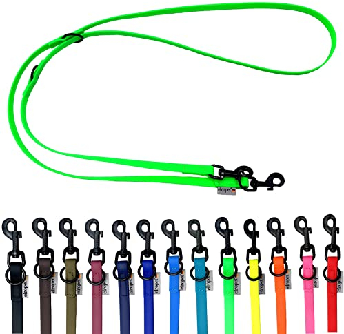 Biothane Hundeleine schwarzer Haken verstellbar für kleine Hunde/große Hunde 2m / 2,40m / 2,80m / 3,50m / 5m (Neongrün, 2m X 9mm)