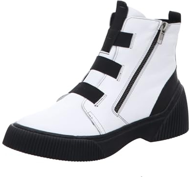 Gemini Damen Boot Stiefelette Reißverschluss Gummizug Profilsohle 033134-02, Größe:37 EU, Farbe:Weiß