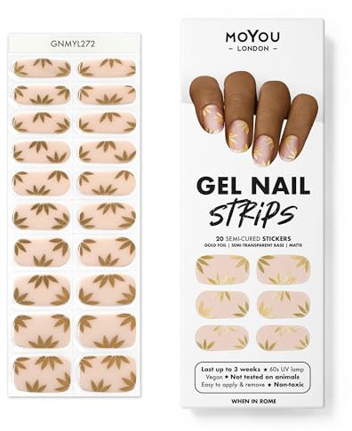 MOYOU LONDON Halbgehärtete UV Gel Strips - 20 Stück - Gel-Nagelfolien UV Härtend für Maniküre in Salonqualität - When in Rome