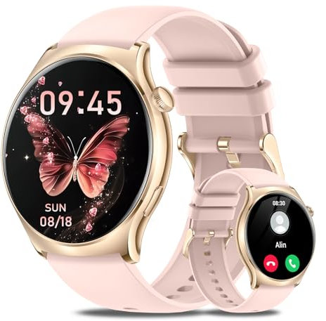 Smartwatch für Herren und Damen, 3,6 cm (1,4 Zoll) AMOLED-Touchscreen-Smartwatch mit Bluetooth-Anruf, Fitness-Aktivitätstracker, Herzfrequenz-/Schlafmonitor, 100 Sportmodi, IP68 wasserdicht, für