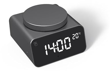 Xoopar - Helle Digitale Wecker Mit Thermometer - Automatische Einstellung Von Uhrzeit Und Temperatur - Alarmkonfiguration - Aus Aluminium - Recyceltes Plastik - REDDI Alarm SCHWARZ