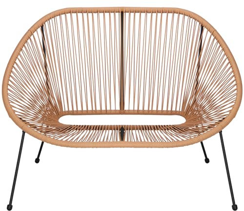 Gartensofa wetterfest – 2-Sitzer Gartenbank mit Metallrahmen & PE-Rattan – Balkon Lounge Sitzbank Outdoor – Stilvolle Gartenbank für Terrasse & Sitzecke Balkon - Maße: 114 x 75 x 88 cm, Gewicht: 7 kg