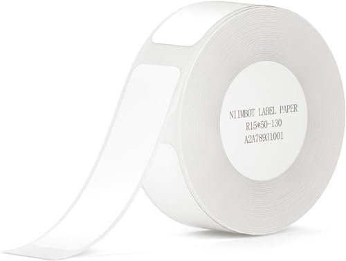 NIIMBOT Etiketten für D110 D11 D101 Etikettendrucker, 15 x 50mm 130 Etiketten/Rolle, 1 Rolle Selbstklebender Etikettenband Thermo-Etikettenband für Zuhause, Büro, Schule, Weiß