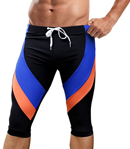 Short de Bain pour Homme, Short de Plage d'été Maillot de Bain, Slip de Bain Long Jammer Boxer de Piscine, Mid Length Shorts Swim Trunks Pantalon de compétition pour Homme