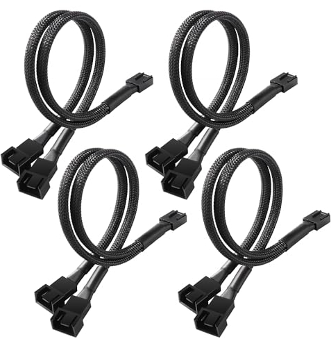 KUOQIY 4-Pack PWM Fan Cable Converter, 4-Pin to 2-Pin Splitter for Computer Case Cooling Fans