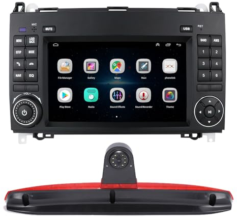 7'' AHD Auto GPS Multifunktions Touchscreen Autoradio Navigation mit Canbus CarPlay & Android+Rückfahrsystem Bremsleuchte Rückfahrkamera Einparkhilfen kompatibel mit Mercedes Benz Vito Mixto W639/W447