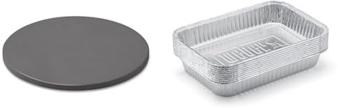Weber glasierter Pizzastein klein, rund, 26 cm 18413 Schwarz & 6415 Small 7-1/2-Inch-by-5-inch Aluminum Drip Pans, Set of 10