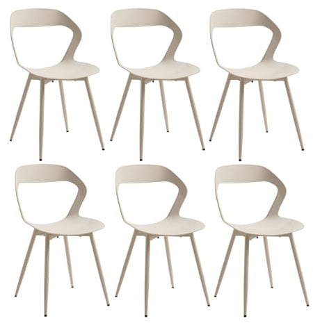 JZGORC Set di 6 Sedie da Pranzo Moderno, Sedie da Cucina, con Gambe in Metallo Sedia e Grande Design Dello Schienale Cavo, Adatto Per Soggiorno e Sala da Pranzo - Kaki + Kaki