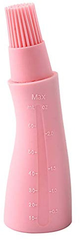 Non-Transparent Silicone Baking Brush with Crooked Oil Bottle Heat Resistant Basting Brush with Scales, Pink