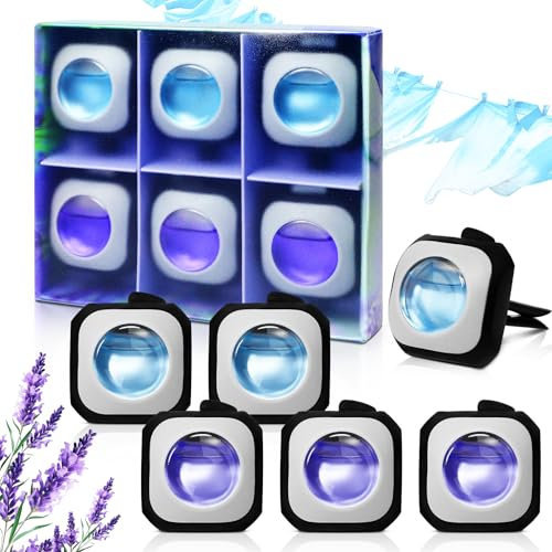 DERDUFT Car Air Fresheners Vent Clip, 6 Pack Long-Lasting Fragrance Essential Odor Eliminator (Linen+Lavender)