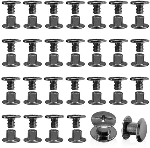 Hocansen 100 Pezzi/50 Set Viti Per Rilegatura in Nero Vite a Testa Piatta in Metallo Viti Chicago per Libri Decorazione e Rilegatura(Gunmetal/M5x5mm)