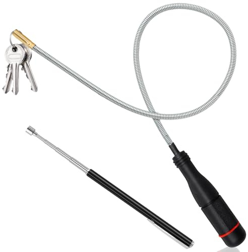 1 x Biegbarer Stabmagnet (55cm) + 1 x Einziehbarer Magnetstab (55cm), Flexibel Biegbarer Wanmagnetheber, Kann Schrauben, Schlüssel und Andere Kleinteile Aufsammeln, die in Spalten fallen
