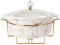 jinsongdafa Porcelain Serving French Tureen Set with Glass Lid and Rack, 1900ML Casserole Baking Dish, Chafing Dish for Buffet, Food Preserve Tray, Catering Casserole for Party Style