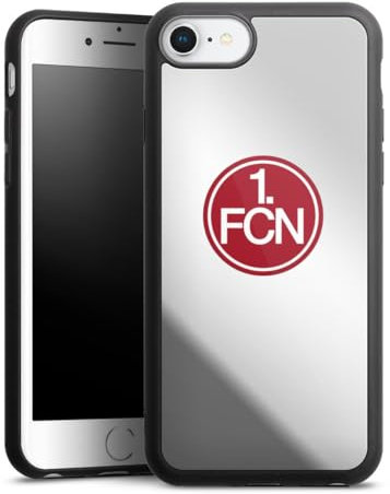 Mirror Case kompatibel mit Apple iPhone SE (2022) Spiegel Handyhülle Hülle aus Glas 1. FCN 1. FC Nürnberg transparent