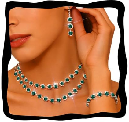 Fashband Kristall-Schmuckset für Braut und Hochzeit, glitzernde Strasssteine, Armband, Ohrringe, Abschlussball-Schmuck-Accessoires für Frauen