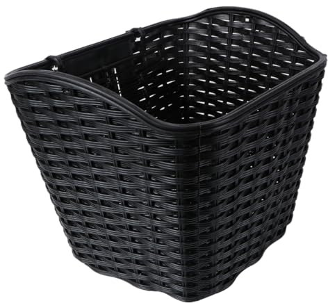Toyvian Elektrofahrrad Kunststoffkorb Im Rattan Stil Mit Abdeckung Großer Fahrradkorb Vorne Für Entspannte Radtouren Und Viel Stauraum Schwarz 13.00X10.63X10.63In
