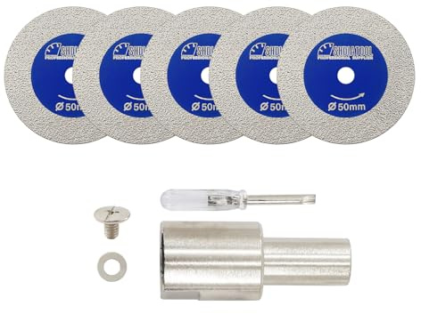 SHDIATOOL Mini Disco para Vidrio 40mm Brida M14 Disco Diamante para Radial | Disco Corte Pequeño Ultra Fino 1mm para Azulejos Cristal Cerámica Porcelana Mármol Granito Piedra y Destornillador