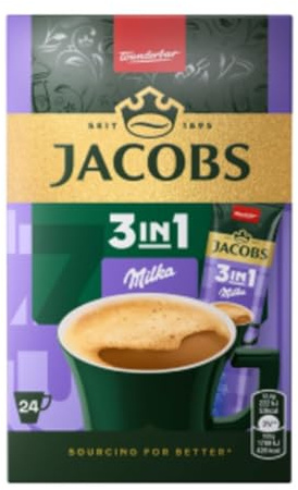 Jacobs 3-in-1 Instant Coffee Portion Bags - 6 Packs of 24 Sticks - Total 144 Sticks