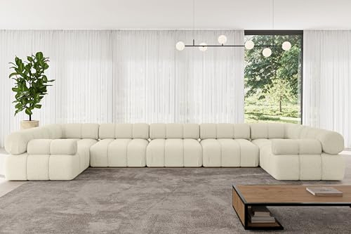 ALTDECOR Modulares Sofa Ecksofa in U-Form Corner modular Sofa Eckcouch Couch Wohnlandschaft Cauchsofa Polstersofa Birno-U3-475x190x70 cm Beige