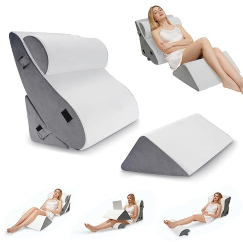 Zertylre 4pcs Orthopädisches Bett Keil Kissen Set für Post Chirurgie,Memory Foam Lesekissen, Rücken- und Beinschmerzlinderung Bequem und justierbare Stützkissen-Anti Schnarchen, Sodbrennen