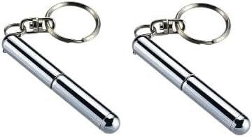 2Pcs Silver Retractable mini pen made of stainless steel Metal Tool Pen Retractable pocket pen keychain Dad gadgets, birthday, Christmas for Students, Office Staff, Construction Workers Car Keychains