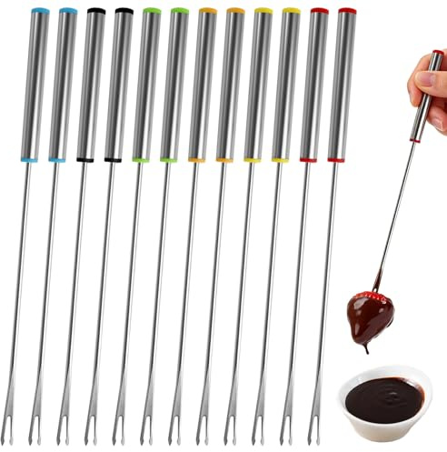 12 Piezas Tenedores para Fondue de Acero Inoxidable,24 cm Cubiertos Fondues