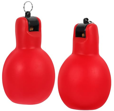 Amosfun Sifflets à Pression de Survie Lot de 2 en PVC Rouge, Petit Sifflet Portable pour Signalisation d'urgence en Randonnée et Activités Extérieures