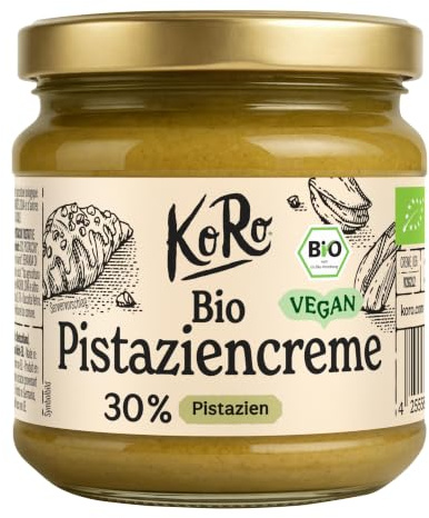 KoRo - Crema spalmabile con 30% pistacchi bio 200 g - Vegan - Senza olio di palma - 50% di zuccheri in meno*
