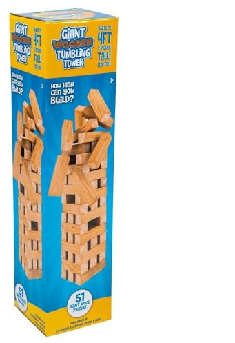 ZRIZAURA Giant Wooden Tumbling Tower Game – Large Stacking Blocks Outdoor Garden Lawn Game Family Party Game Wooden Block Tower for Adults & Children