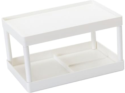 Kichvoe Double Layer Desktop Storage Stand Pp White for Office Home