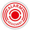 10er Aufkleber-Set alarm-gesichert I hin433 I klein Ø 2 cm I Achtung Gebäude Objekt Alarmanlage I für Fenster-Scheibe, Tür I innenklebend gespiegelt