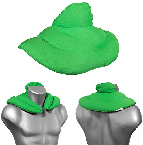 Coussin de nuque avec col montant - Vert clair - Coussin aux noyaux de cerises - Coussin épaules et cou - Bouillotte micro-ondes