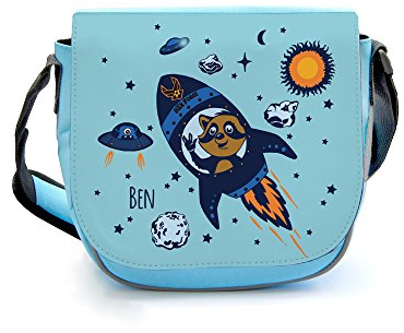 ilka parey wandtattoo-welt Kindergartentasche Kindertasche Umhängetasche Schultertasche Tasche Bär im Weltraum mit Wunschnamen kgt07
