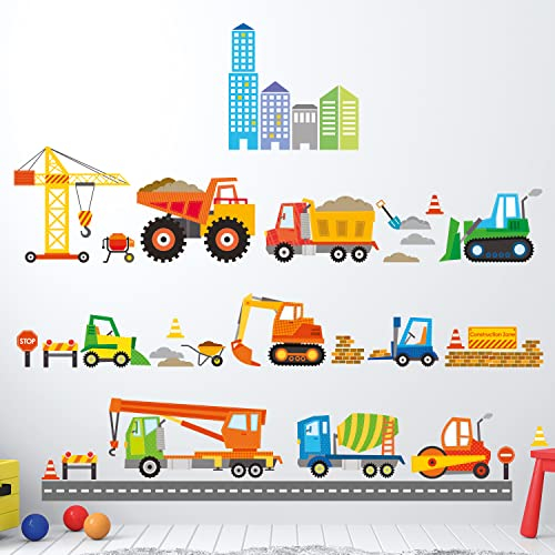 Decowall DW-1612 Wandaufkleber Baustelle, für Kinderzimmer