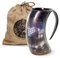 Norse Tradesman Genuine Viking Drinking Horn Mug - 900 ml Premium Beer Tankard with Super-Reinforced Hardwood Bottom and Game of Thrones Direwolf Engraving | The Fenrir, High Polish, approx. 2 Pints