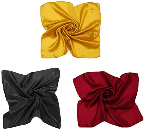 MEISHINE® 52 * 52cm Damen Elegant Seide Halstuch Seidenschal aus 100% Reiner Seide (3 Pack)