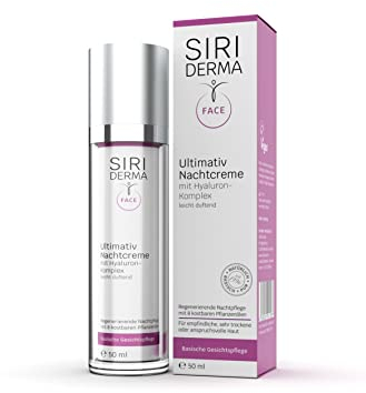 SIRIDERMA Ultimativ Nachtcreme | leicht duftend | 50 ml | Basische Anti-Age Nachtpflege | Hyaluron und 8 Pflanzenöle | Vegan
