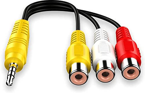 CABLEPELADO Cavo Video 3X RCA Femmina a 3.5 4 Pin Jack 3.5mm Maschio | Componente AV per TV TCL | Adattatore AV