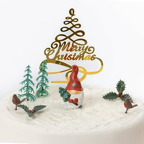 Evelay Cake Toppers Merry Christmas Cake Decoration Gonk Cupcake Toppers Multi Purpose Decoration (8 Pieces Set Gonk)