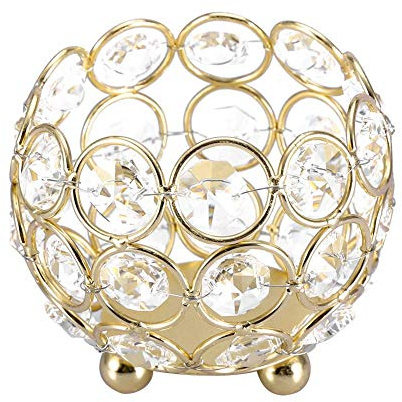 Kristall Teelicht Kerzenhalter Hochzeitsdekor Tischdekoration Home Room Office Dekoration(Diameter: 8cm-Gold)