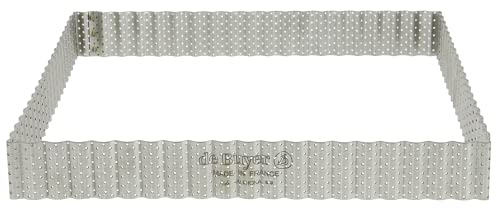 DE BUYER -3031.23 -cercle a tarte perfore carre cannele 23cm, Argent
