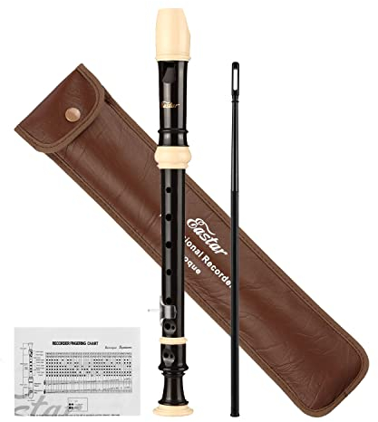 Eastar ERS-21BB ABS Soprano C Recorder, Baroque style fingering,Black