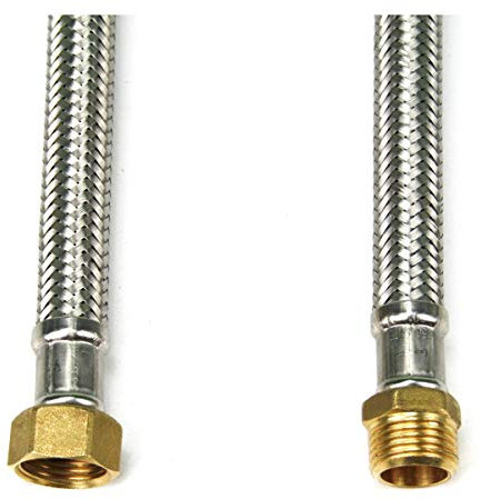 Edelstahl Flexschlauch 30cm DN13 Panzerschlauch DVGW, IG 1/2 x AG 1/2